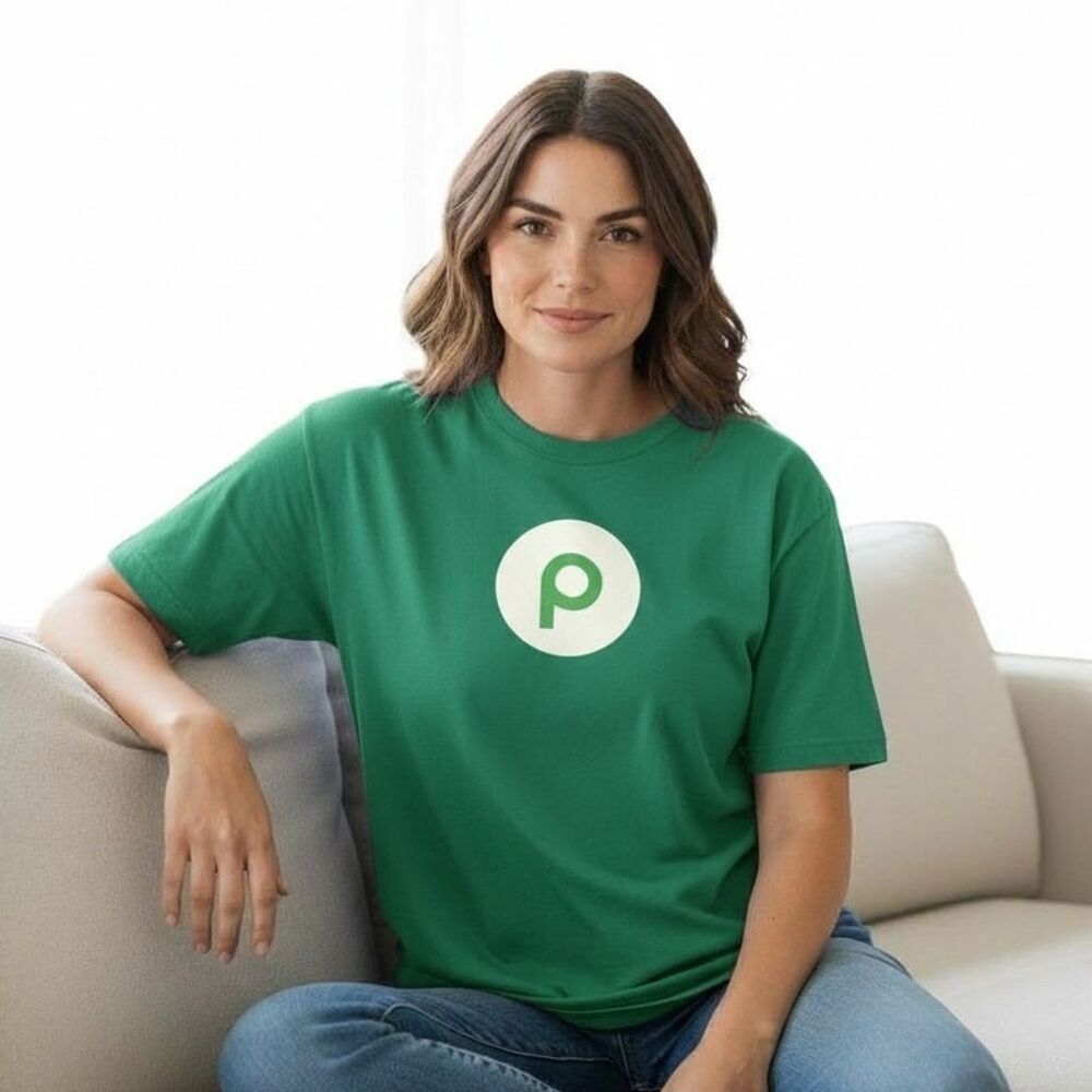 Publix Logo Unisex Green Graphic T-Shirt Size L Short Sleeve Crew Neck